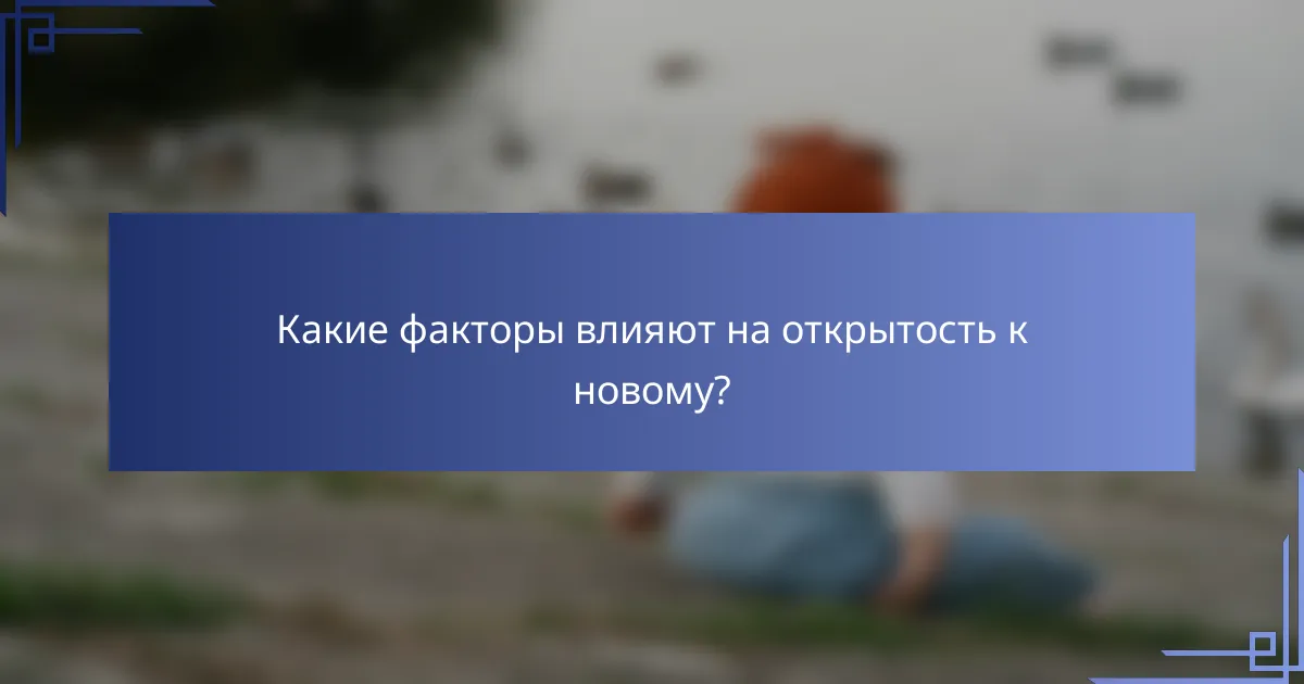 Какие факторы влияют на открытость к новому?