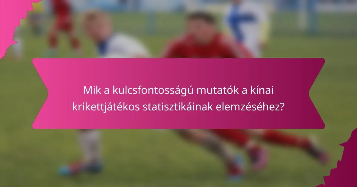 Mik a kulcsfontosságú mutatók a kínai krikettjátékos statisztikáinak elemzéséhez?